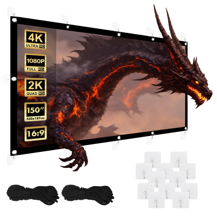 Scáileán teilgean Maclean, 150", 330x187cm, imeall 25mm 16:9, crúcaí teannais, MC-167