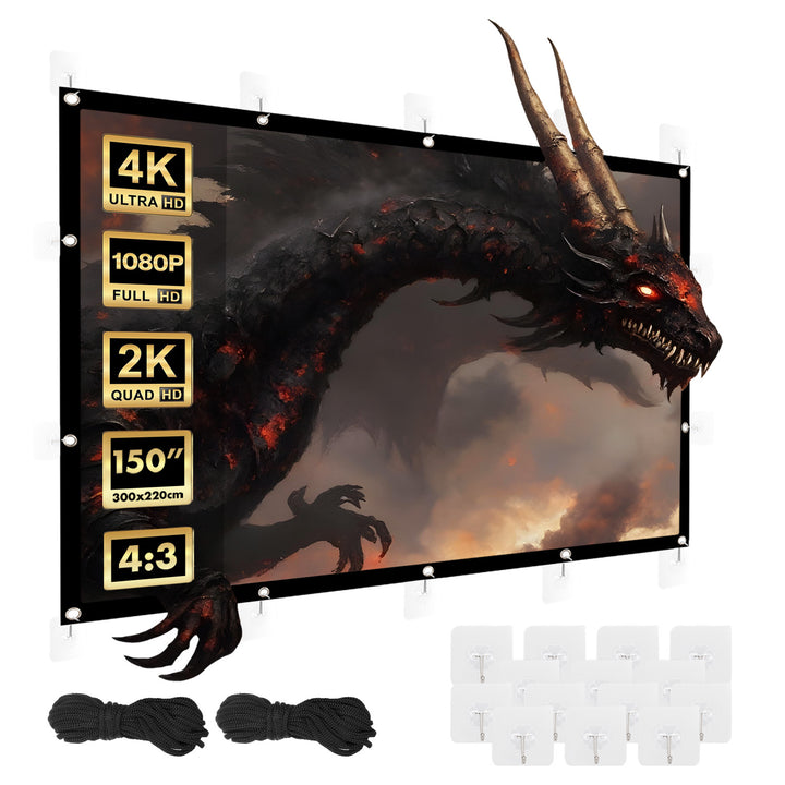 Scáileán teilgean Maclean, 150", 300x220cm, imeall 25mm 4:3, crúcaí teannais, MC-168