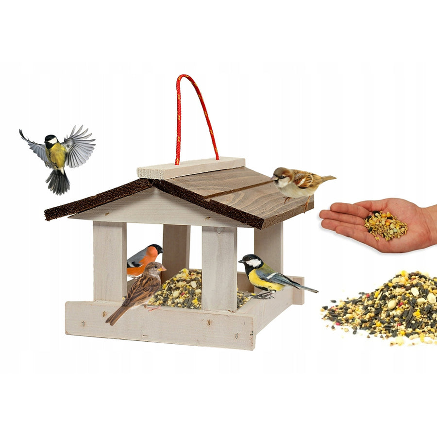 Woodok bird feeder, wooden, hanging, impregnated, outdoor bird feeding station