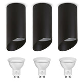 Maclean surface-mounted luminaire / tube, spot, round, aluminum, GU10, 55x130mm, black color, MCE360 B 3pcs + LED bulb GU10 7W Maclean Energy MCE437 NW neutral white 4000K, 220-240V~, 50/60Hz 3pcs