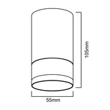 Maclean surface-mounted luminaire / tube, spot, round, aluminum, GU10, 55x130mm, color white, MCE361 W 3pcs+ LED bulb GU10 7W Maclean Energy MCE437 NW neutral white 4000K, 220-240V~, 50/60Hz 3pcs