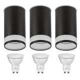 Maclean surface-mounted luminaire / tube, spot, round, aluminum, GU10, 55x130mm, black color, MCE361 B 3pcs+ LED bulb GU10 7W Maclean Energy MCE437 NW neutral white 4000K, 220-240V~, 50/60Hz, 490 3pcs