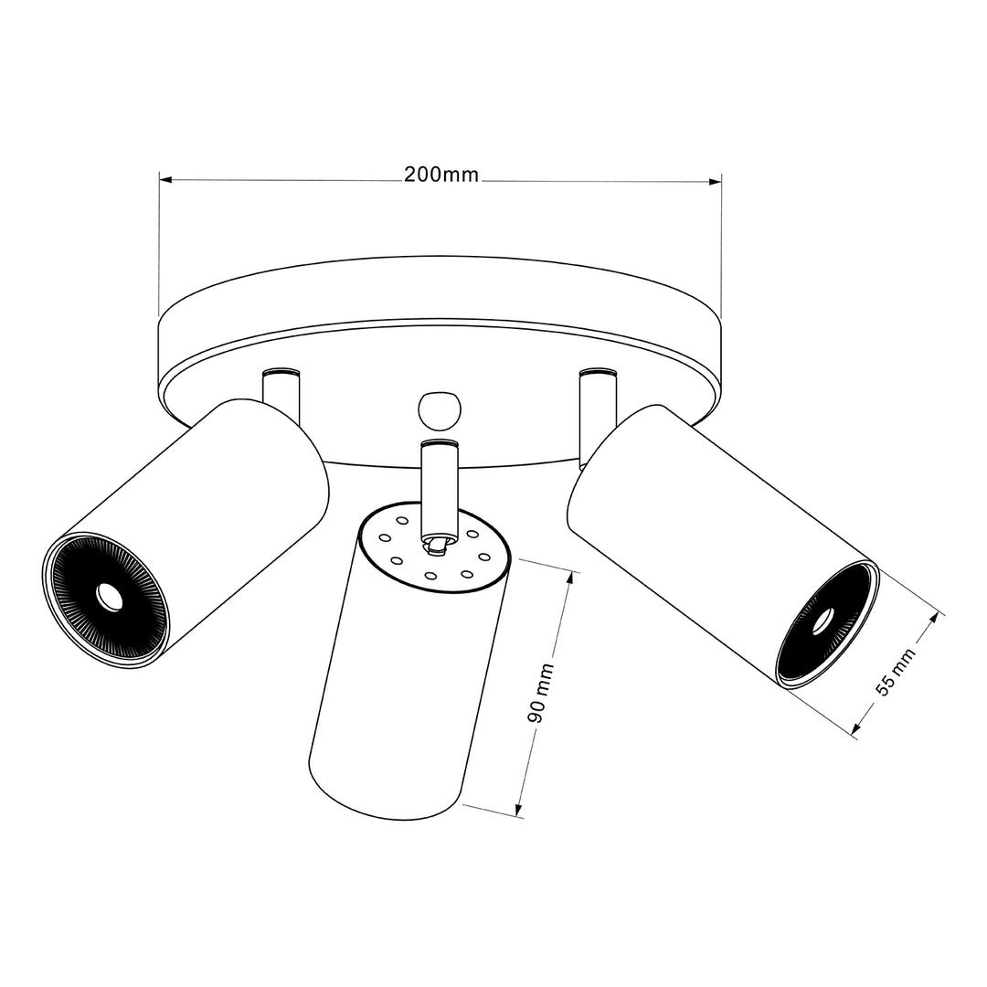 Maclean ceiling lamp, spot, movable, aluminum, 3xGU10, 55x90mm, matte black color, MCE362 B + LED bulb GU10 7W Maclean Energy MCE437 NW neutral white 4000K, 220-240V~, 50/60Hz 3pcs