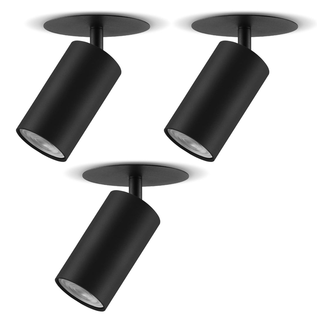Maclean flush-mounted luminaire/tube, spot, round, aluminum, GU10, 55x130mm, black color, MCE364 B 3pcs+LED bulb GU10 7W Maclean Energy MCE437 NW neutral white 4000K, 220-240V~, 50/60Hz, 3pcs