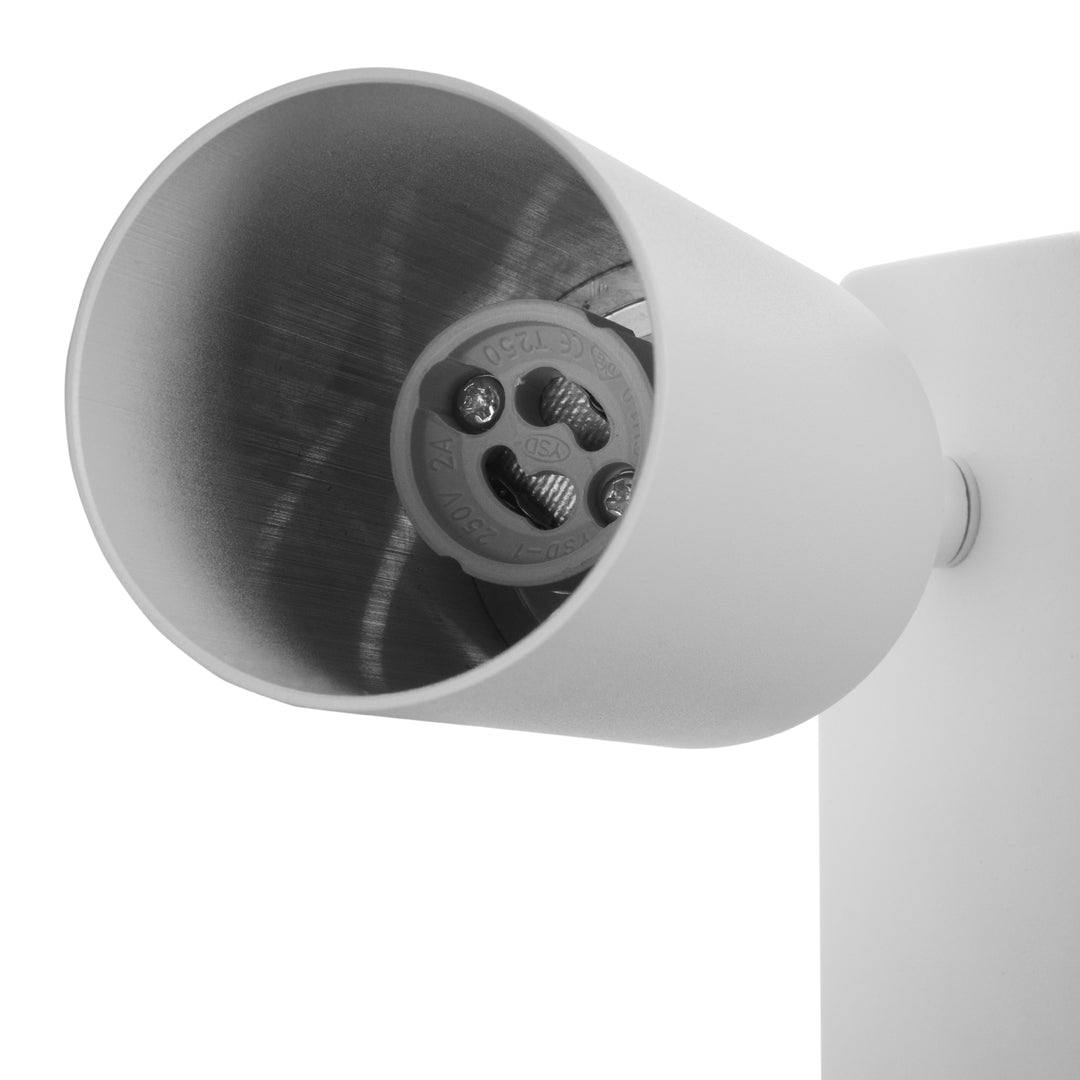 Maclean wall lamp / wall light, spot, round, GU10, with 55x90mm switch, white, MCE369 W+LED bulb GU10 7W Maclean Energy MCE437 WW warm white 3000K, 220-240V~, 50/60Hz, 490lm