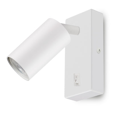 Maclean wall lamp / wall light, spot, round, GU10, with switch 55x90mm, white, MCE369 W+ LED bulb GU10 7W Maclean Energy MCE437 NW neutral white 4000K, 220-240V~, 50/60Hz, 490 lumens