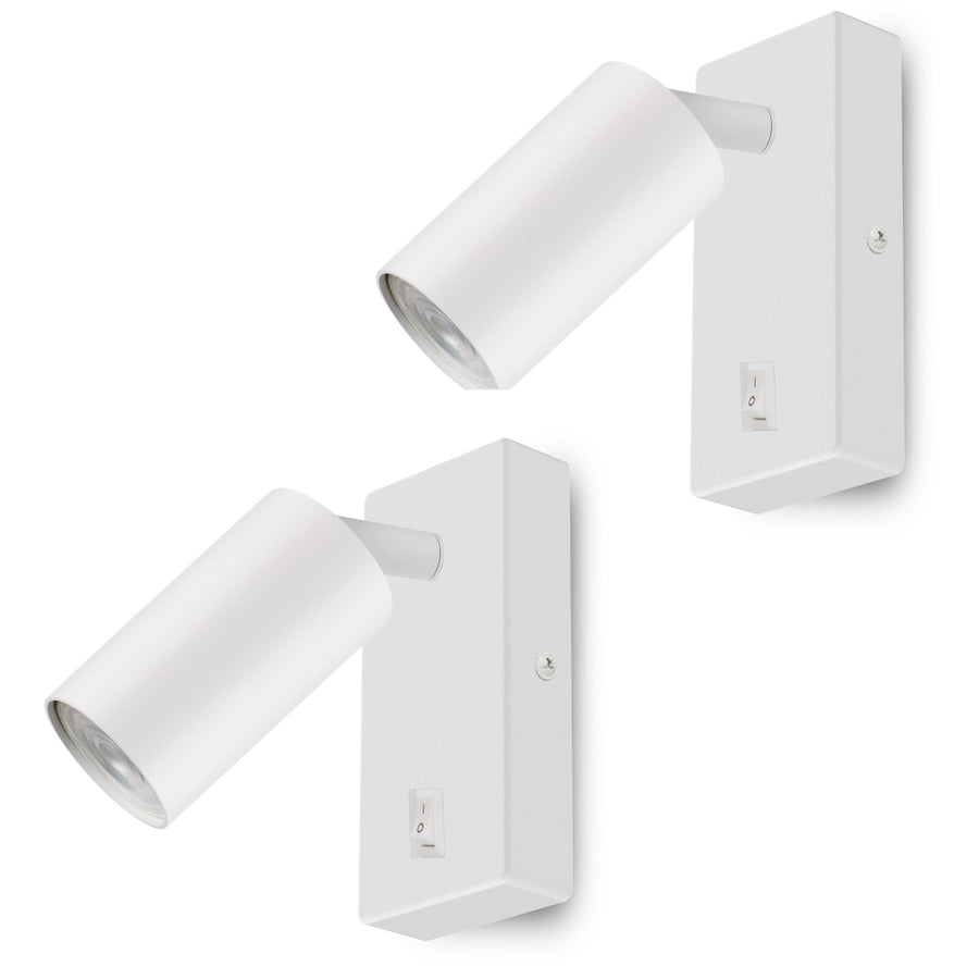 Wall lamp / wall lamp Maclean, spot, round, GU10, with switch 55x90mm, white color, MCE369 W 2pcs+ LED bulb GU10 7W Maclean Energy MCE437 WW warm white 3000K, 220-240V~, 50/60Hz, 2pcs