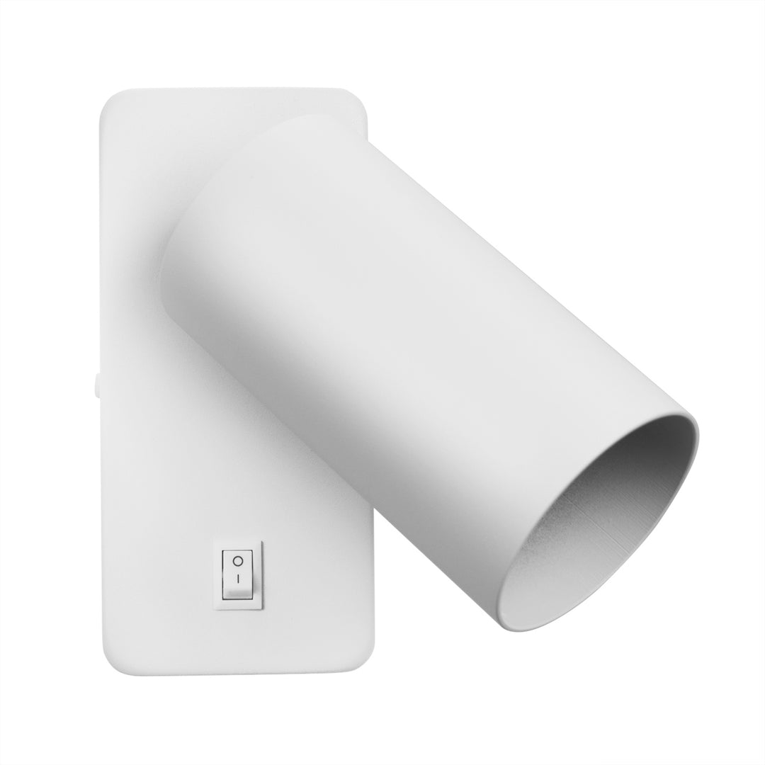 Wall lamp Maclean, spot, round, GU10, with switch 55x90mm, white color, MCE369 W 2pcs+ LED bulb GU10 7W Maclean Energy MCE437 NW neutral white 4000K, 220-240V~, 50/60Hz 2pcs