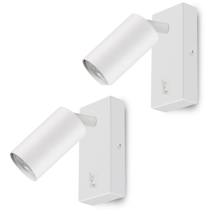 Wall lamp Maclean, spot, round, GU10, with switch 55x90mm, white color, MCE369 W 2pcs+ LED bulb GU10 7W Maclean Energy MCE437 NW neutral white 4000K, 220-240V~, 50/60Hz 2pcs