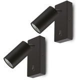 Wall lamp / wall lamp Maclean, spot, round, GU10, with switch 55x90mm, black color, MCE369 B 2pcs+ LED bulb GU10 7W Maclean Energy MCE437 NW neutral white 4000K, 220-240V~, 50/60Hz, 2pcs