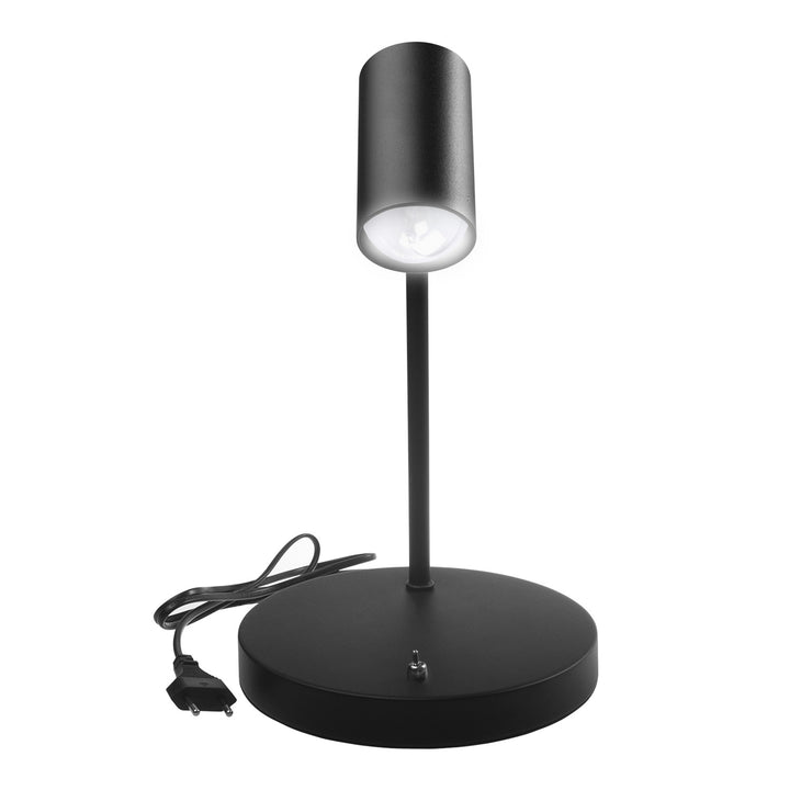 Maclean GU10 desk lamp, spot, round, GU10, with 55x90mm switch, black color, MCE370 B+LED bulb GU10 7W Maclean Energy MCE437 NW neutral white 4000K, 220-240V~, 50/60Hz, 490 lumens