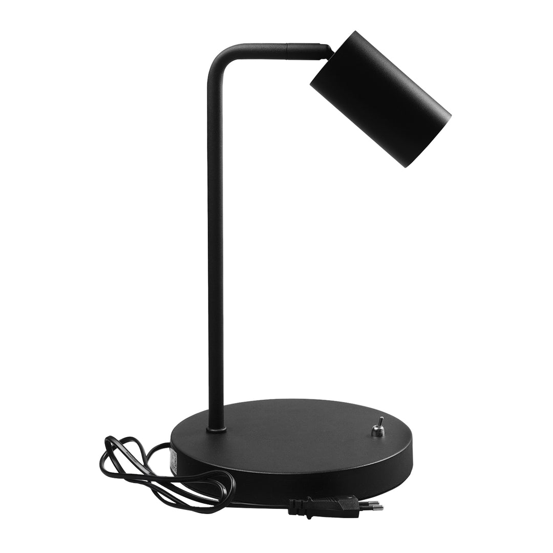 Maclean GU10 desk lamp, spot, round, GU10, with 55x90mm switch, black color, MCE370 B+LED bulb GU10 7W Maclean Energy MCE437 NW neutral white 4000K, 220-240V~, 50/60Hz, 490 lumens