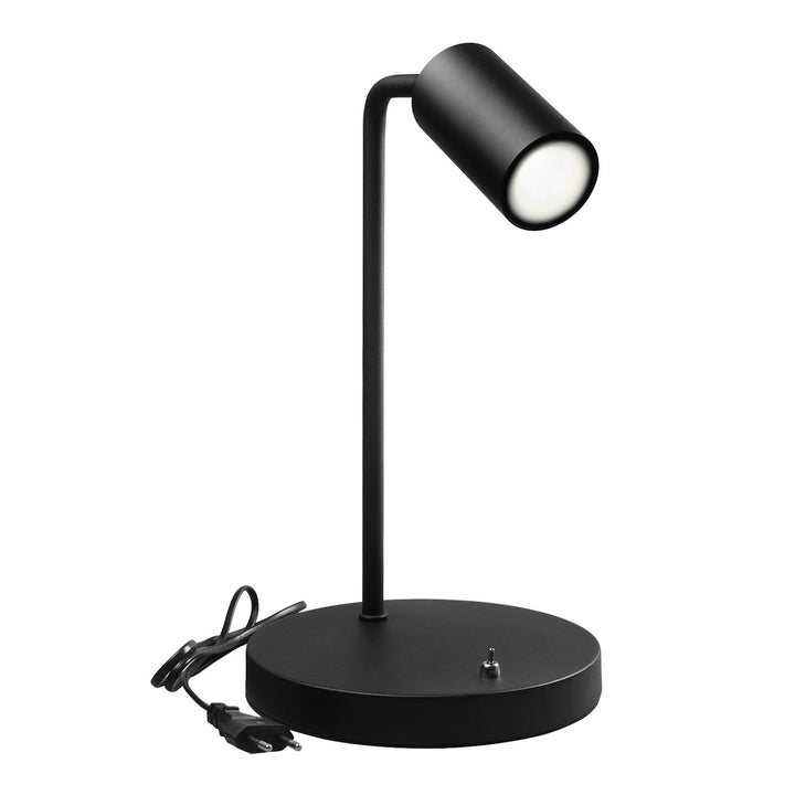 Maclean GU10 desk lamp, spot, round, GU10, with 55x90mm switch, black color, MCE370 B+LED bulb GU10 7W Maclean Energy MCE437 NW neutral white 4000K, 220-240V~, 50/60Hz, 490 lumens