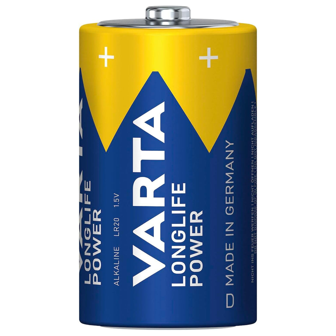 VARTA Longlife Power, 2 chadhnraí alcaileach, méid D / R20, 1.5V
