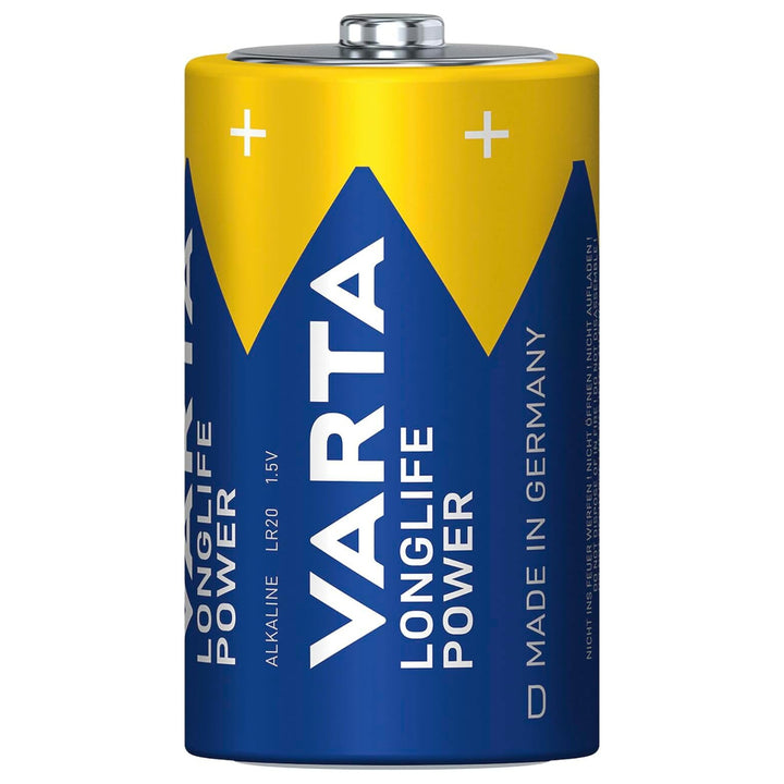 VARTA Longlife Power, 2 chadhnraí alcaileach, méid D / R20, 1.5V