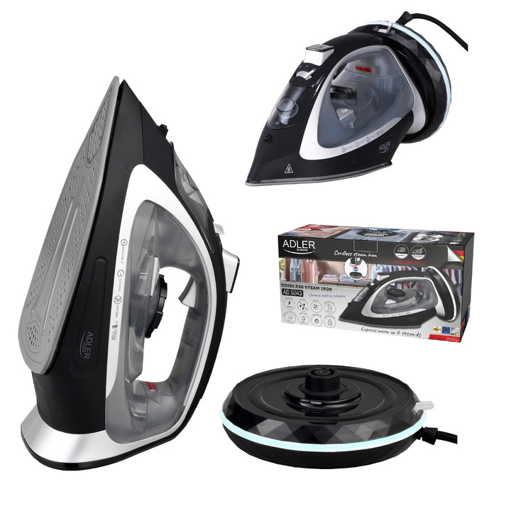 Adler steam iron, cordless, ceramic soleplate, 2800W, AD 5043