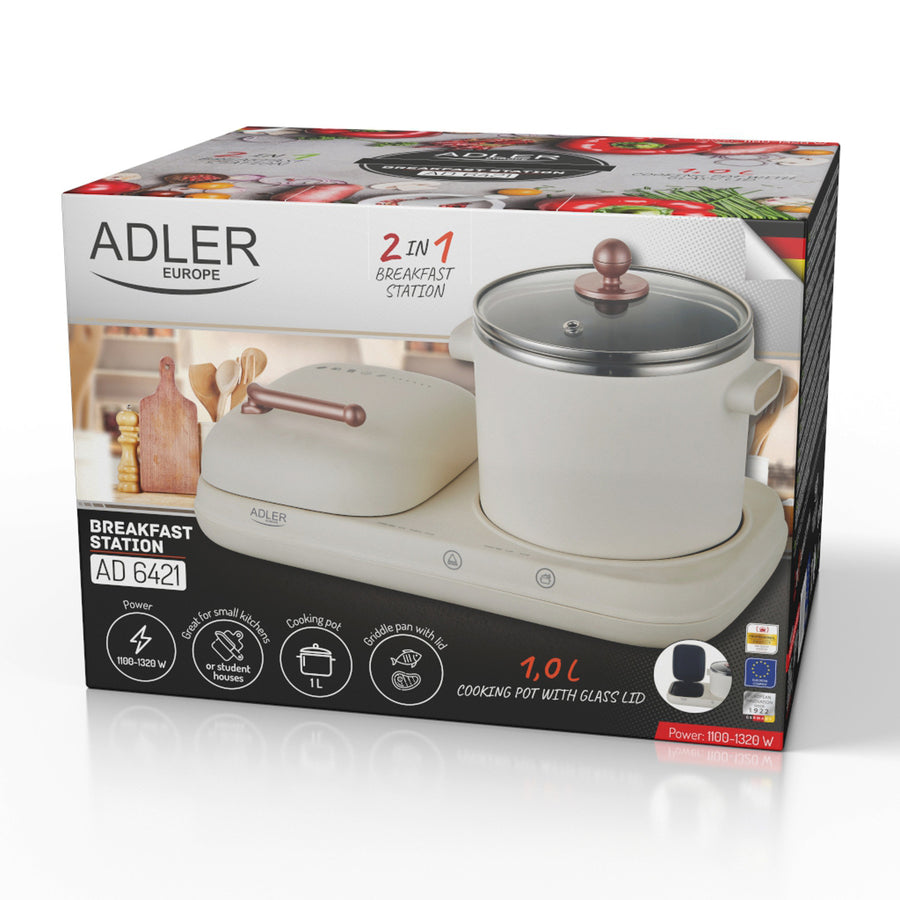 Breakfast station 2 in 1 - grill and cooking pot Adler AD 6421