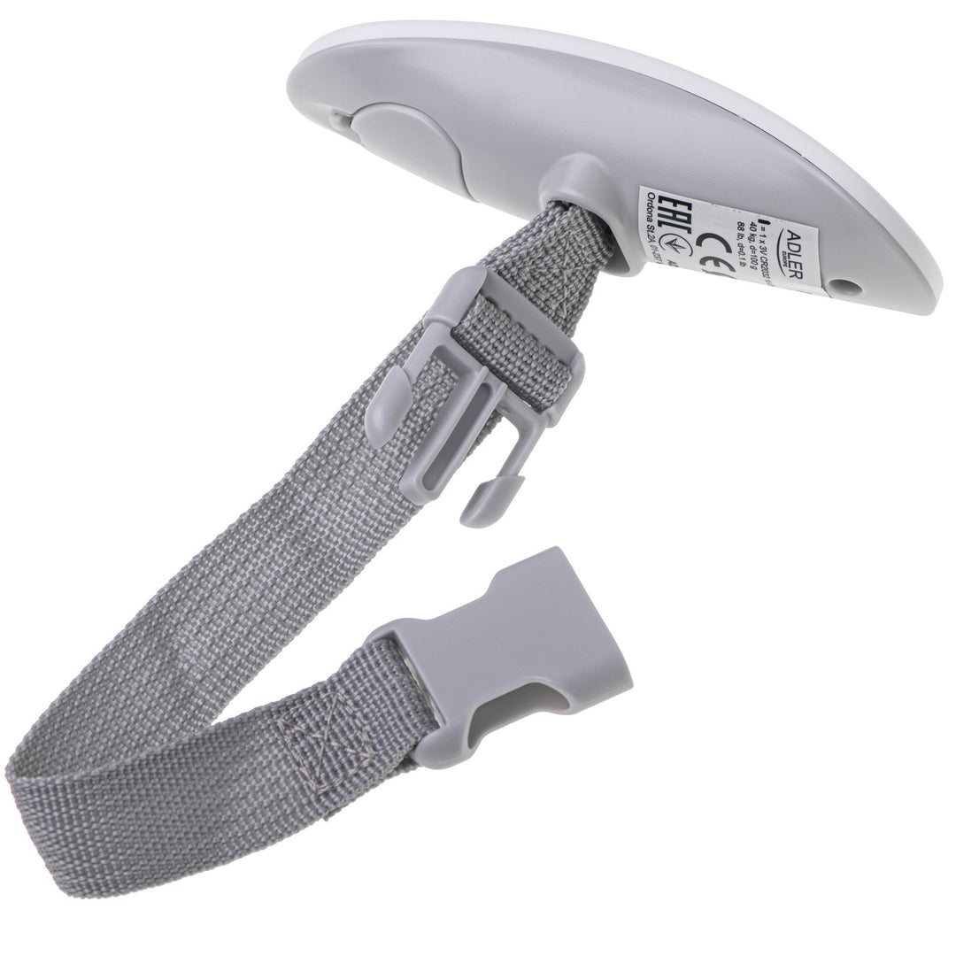 Adler luggage scale, up to 40 kg, LCD display, tare function and result stabilization, white-gray, AD 8189
