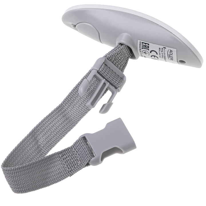 Adler luggage scale, up to 40 kg, LCD display, tare function and result stabilization, white-gray, AD 8189
