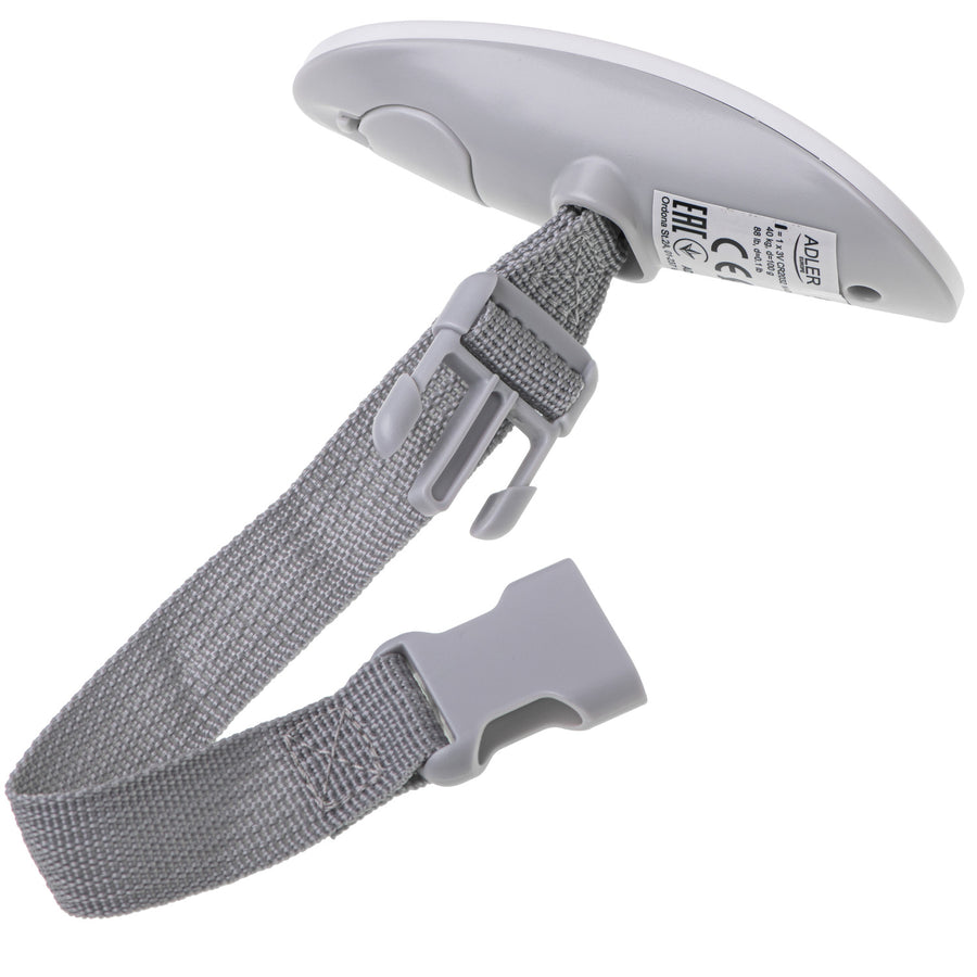 Adler luggage scale, up to 40 kg, LCD display, tare function and result stabilization, white-gray, AD 8189