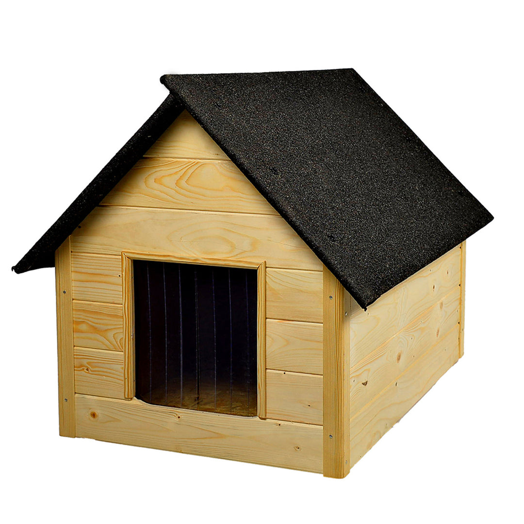 Cró do mhadraí, cait Woodok, inslithe, adhmaid, XL mór, le haghaidh féin-thionóil agus péinteála, darach tuartha líonta do mhadraí suas le 20 kg