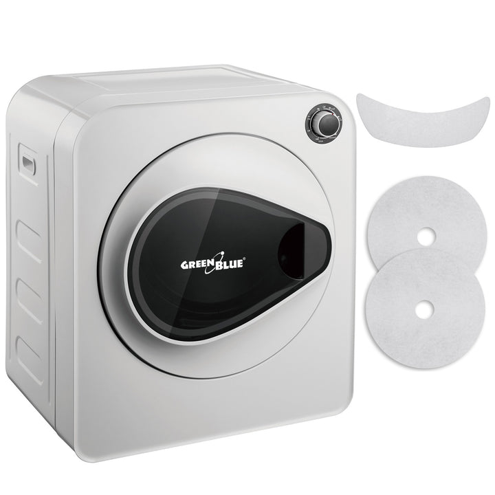 GreenBlue electric clothes tumble dryer, 3kg load, GB405 + GreenBlue GB483 tumble dryer filter set , 1x inlet, 2x outlet, (fits GB405, GB410, GB415)