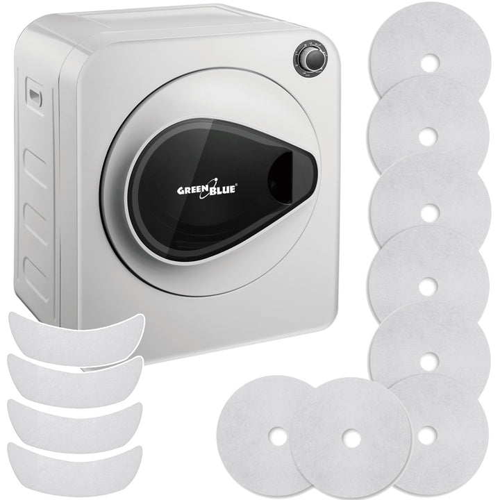 GreenBlue electric clothes tumble dryer, 3kg load, GB405+4pcs GreenBlue GB483 tumble dryer filter set , 1x inlet, 2x outlet