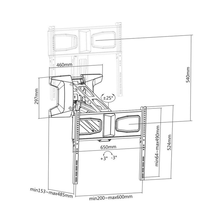 Maclean electric TV mount over fireplace, max VESA 600x400, wifi remote control, 37"-70", max 35kg, MC-891 +Maclean HDMI 2.1a cable, 3m, 8K HDR, MCTV-442