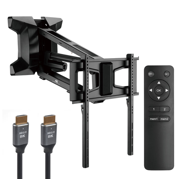 Maclean electric TV mount over fireplace, max VESA 600x400, wifi remote control, 37"-70", max 35kg, MC-891 +Maclean HDMI 2.1a cable, 3m, 8K HDR, MCTV-442