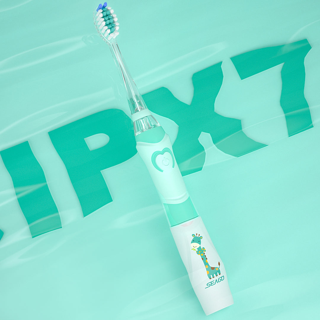 SEAGO children's sonic toothbrush, pink color, 3 tips,SG-977 Pink + SEAGO children's sonic toothbrush, green color, 3 tips,SG-977 Green