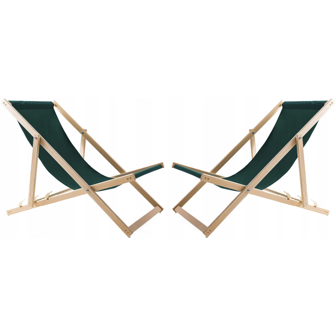 Sraith de 2 chathaoir trá, dath glas + bord caife adhmaid Woodok