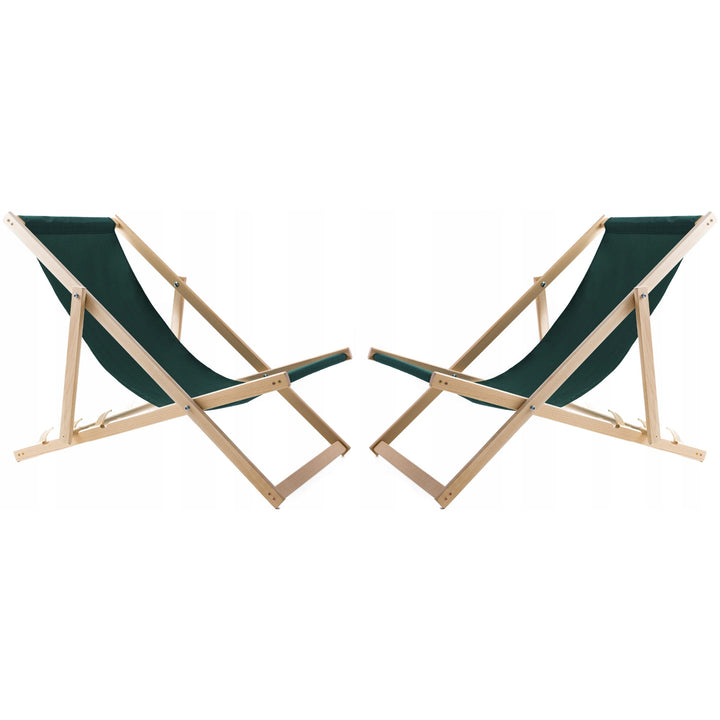 Sraith de 2 chathaoir trá, dath glas + bord caife adhmaid Woodok