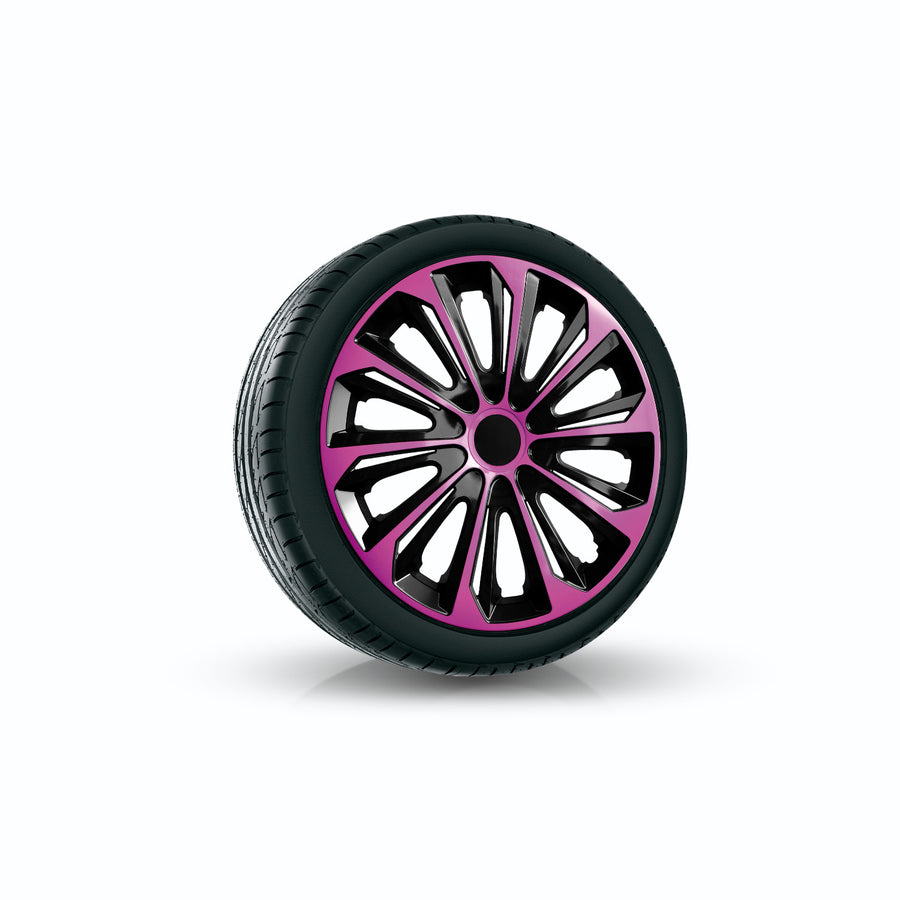 Universal hub cap 14'' NRM Strong Duo pink and black 1 piece wheel trim