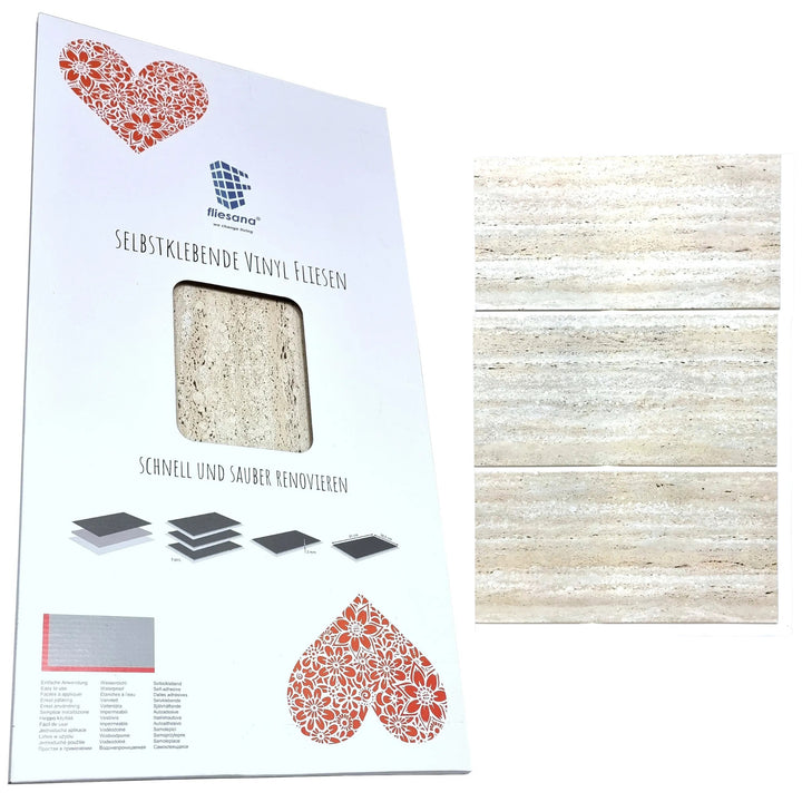 Self-adhesive tiles for wall floor Fliesana, set of 3 pieces, waterproof, natural stone pattern