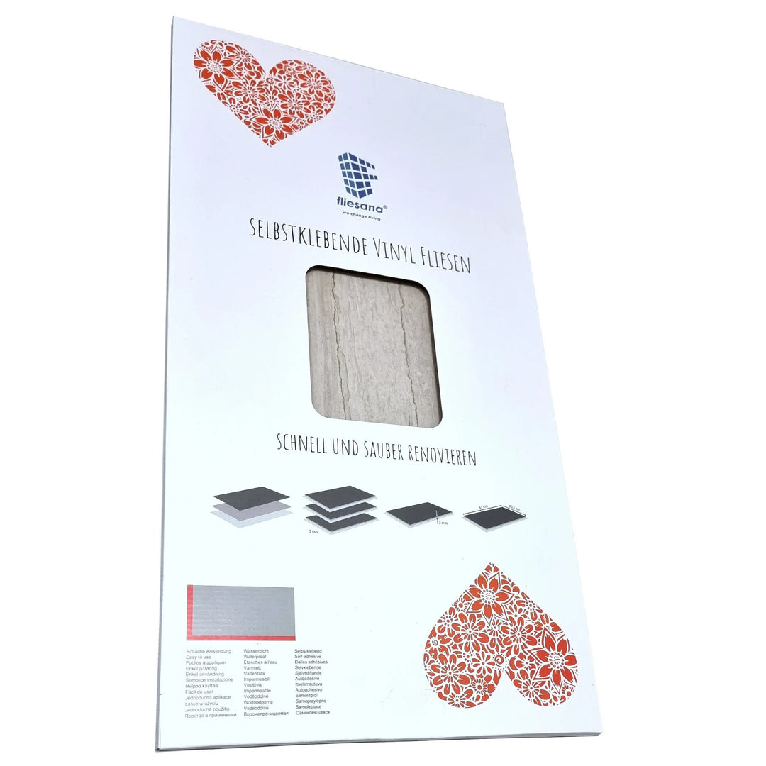 Self-adhesive tiles for wall floor Fliesana, set of 3 pieces, waterproof, natural stone pattern (cliff)