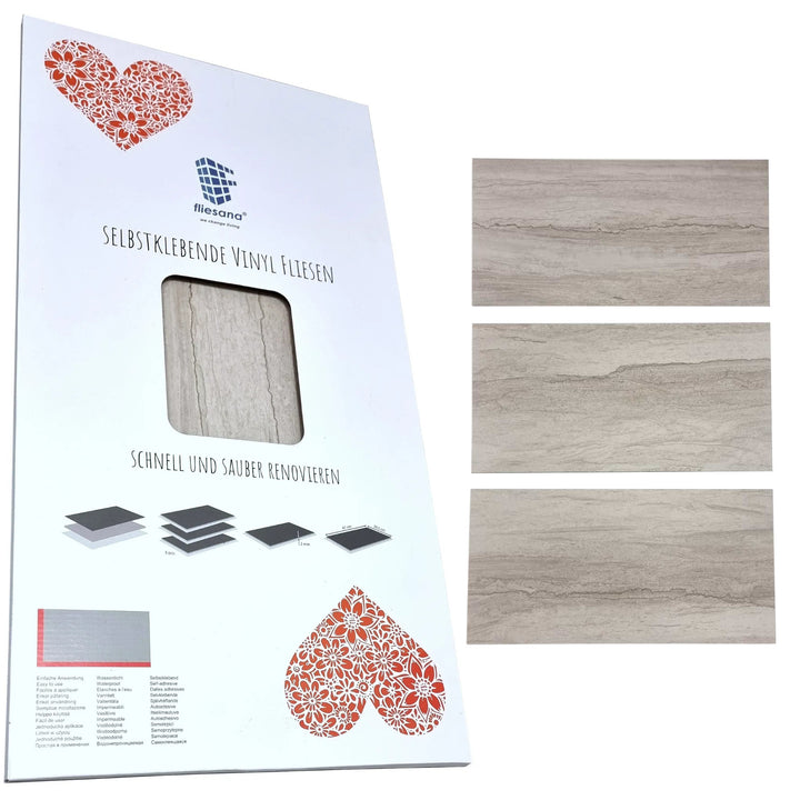 Self-adhesive tiles for wall floor Fliesana, set of 3 pieces, waterproof, natural stone pattern (cliff)