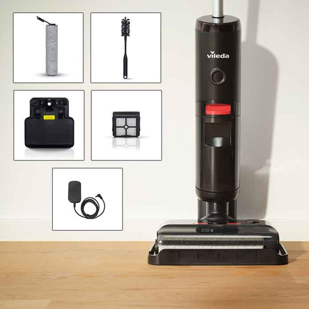 Vileda Pure Clean S5 Plus cordless vacuum cleaner with additional accessories