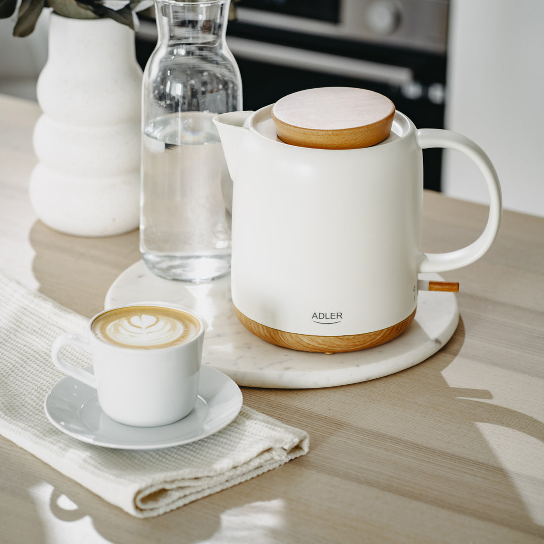 Ceramic electric kettle 1.0L, 1200W, ecru, Adler AD 1304
