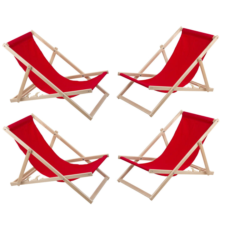 Set of four recliners, lounger chairs, red, Woodok, assembled
