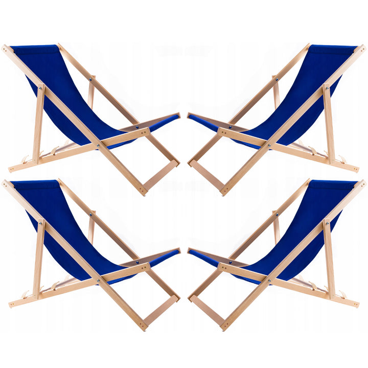 Set of four recliners, lounger chairs, blue, Woodok, assembled