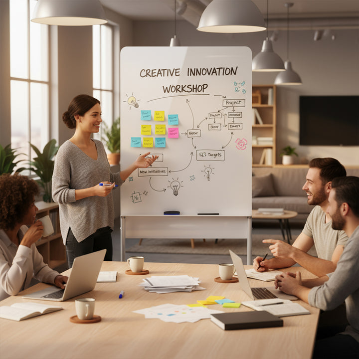 Ergo Office mobile dry erase board, vertical orientation, white, single sided, with shelf, board dimensions 1190x790mm, ER-305