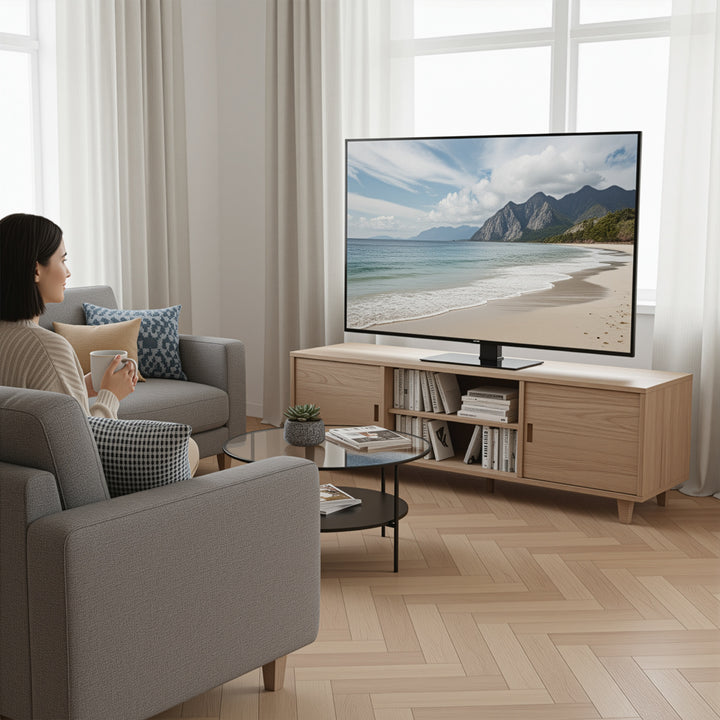 Maclean universal TV stand, for RTV cabinet, stand, max. 40kg, max. VESA 400x400, height and angle adjustment, for 32-65" TV, MC-1240