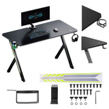 NanoRS gaming desk, black, with headphone and cup holder, max. 75kg, dimensions 1200x600x750mm, RS101