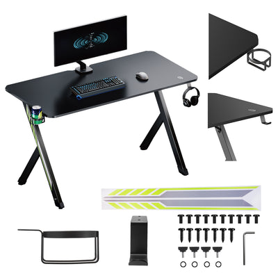 NanoRS gaming desk, black, with headphone and cup holder, max. 75kg, dimensions 1200x600x750mm, RS101
