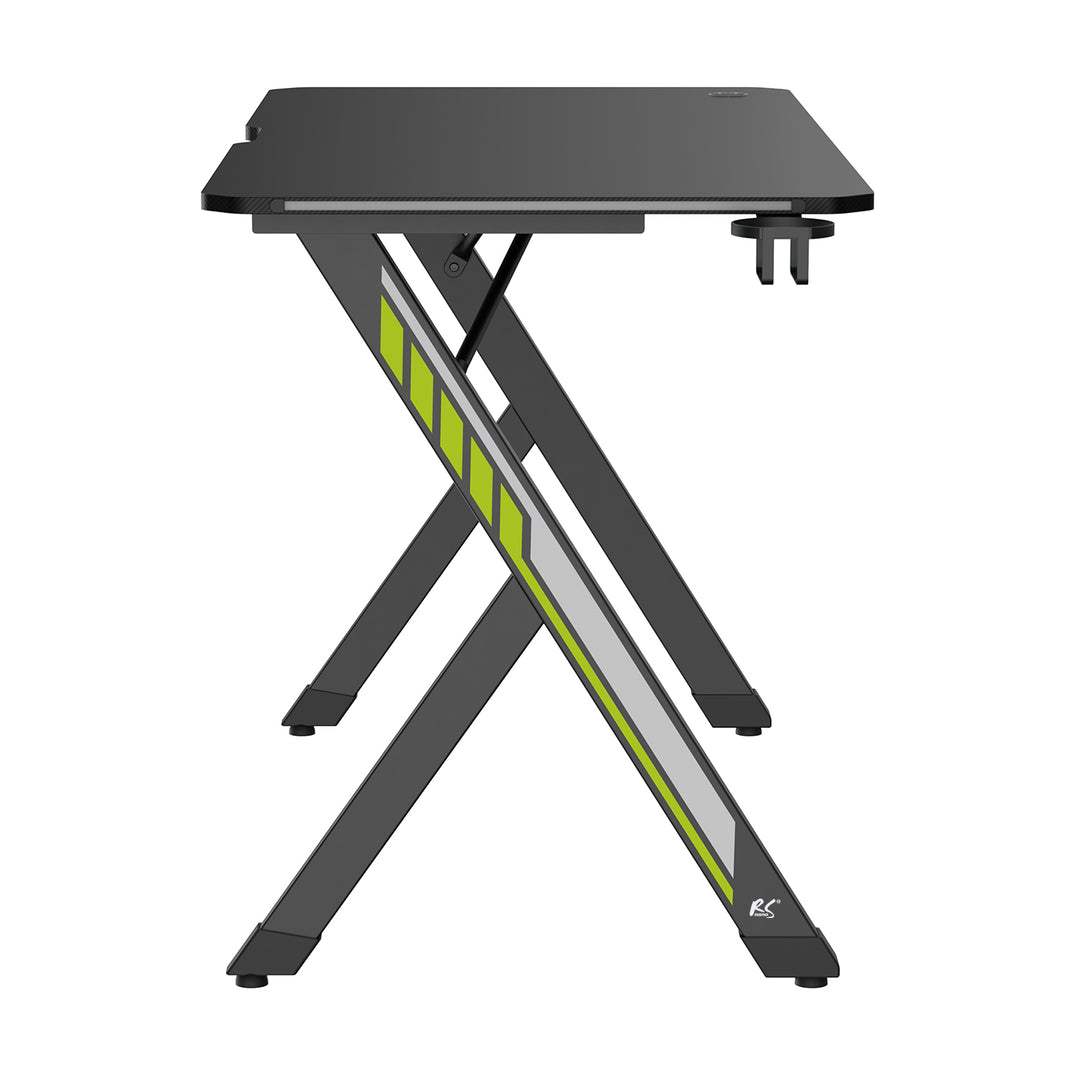 NanoRS gaming desk, black, with headphone and cup holder, RGB backlighting, max. 75kg, dimensions 1200x600x750mm, RS102