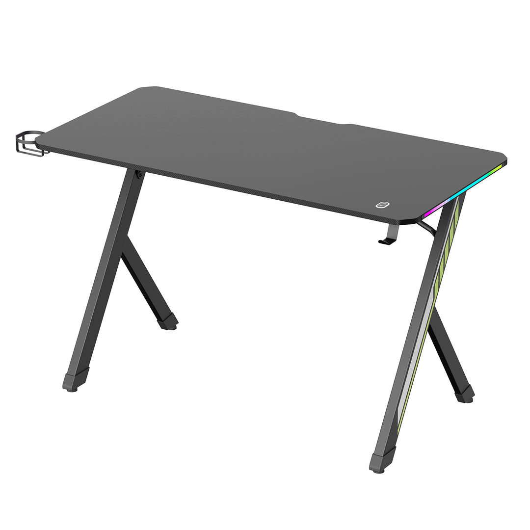 NanoRS gaming desk, black, with headphone and cup holder, RGB backlighting, max. 75kg, dimensions 1200x600x750mm, RS102