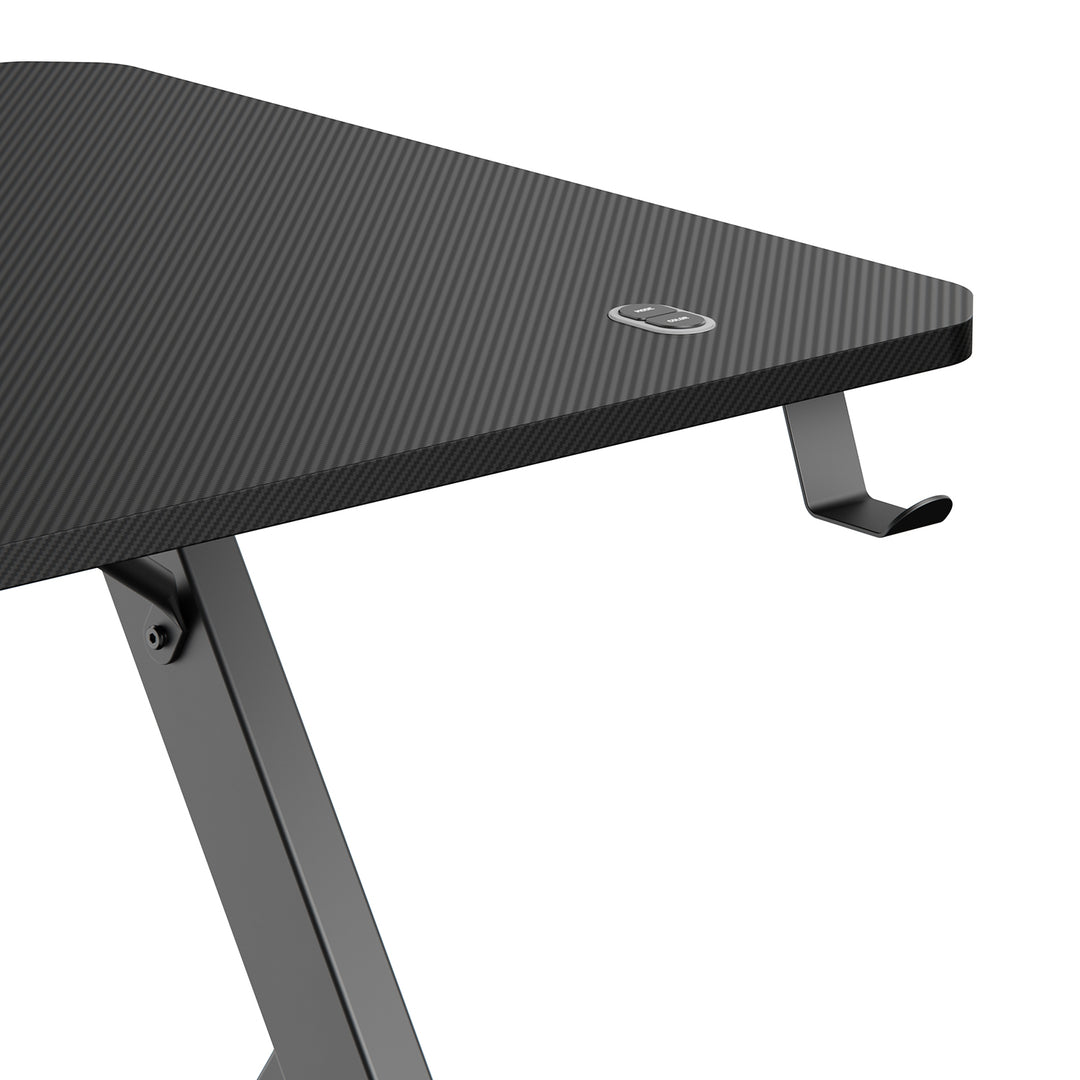 NanoRS gaming desk, black, with headphone and cup holder, RGB backlighting, max. 75kg, dimensions 1200x600x750mm, RS102