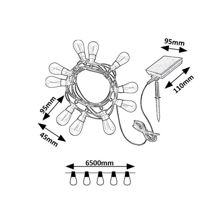 Rabalux Zirc 3.6W IP44 outdoor solar lights on a string