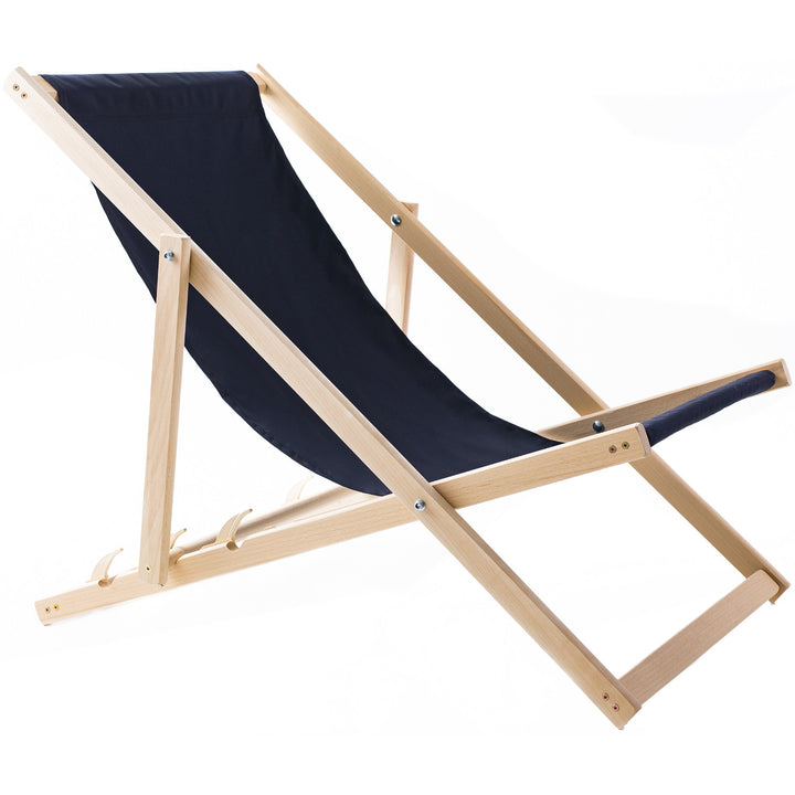 Set of four deckchairs, navy blue, Woodok, assembled
