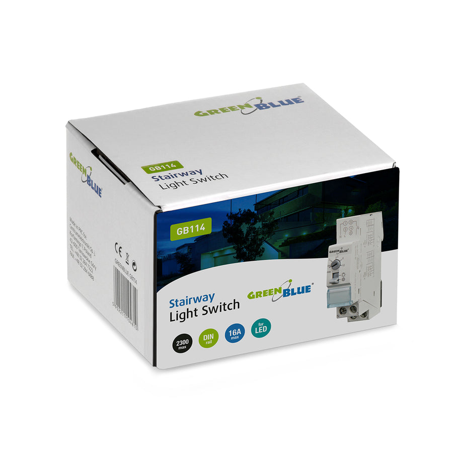 GreenBlue DIN rail staircase automatic, adjustment 30s-10m, max 2300 W, GB114, 3 pieces
